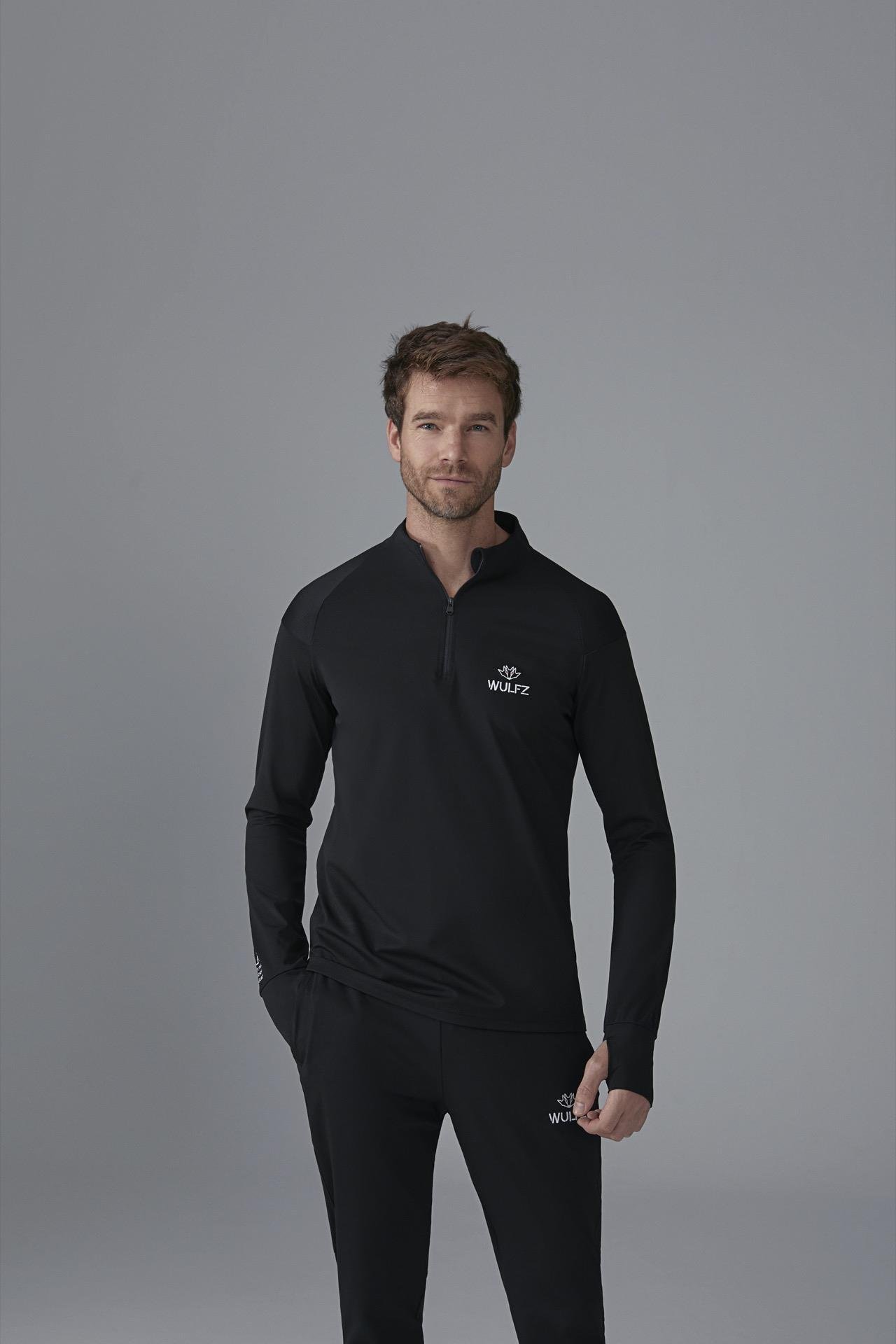 Siyah DRYRUN Yarım Fermuarlı Eşofman Üstü