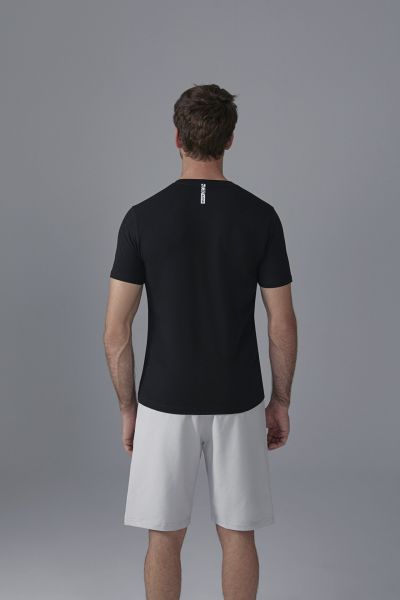 Siyah V yaka T-shirt