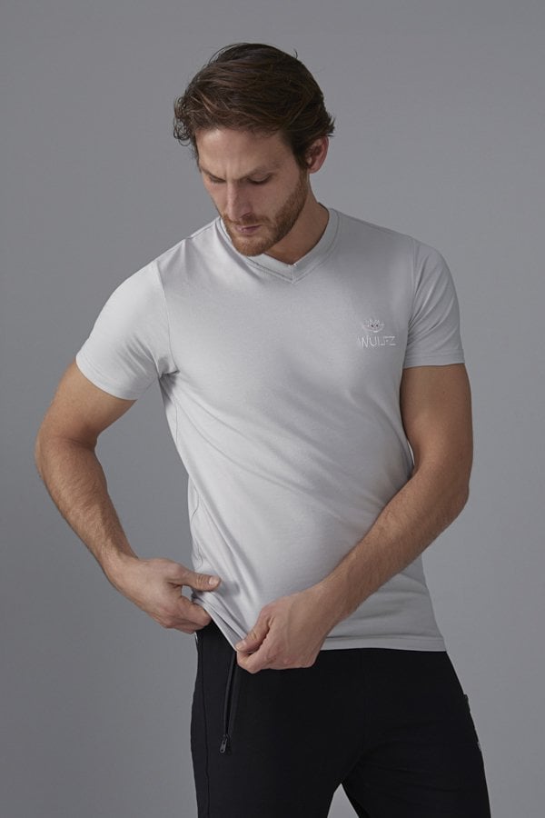 Gri V Yaka T-shirt